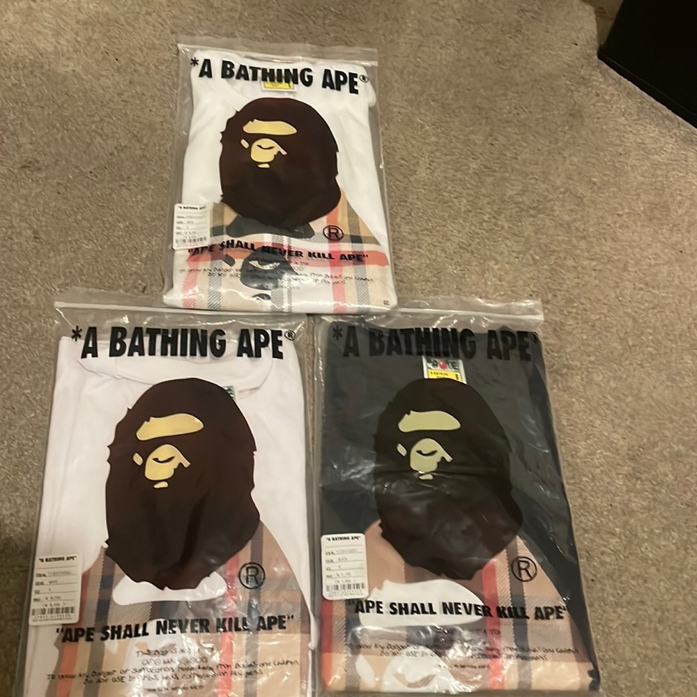Bape burberry check tee all colors all sizes